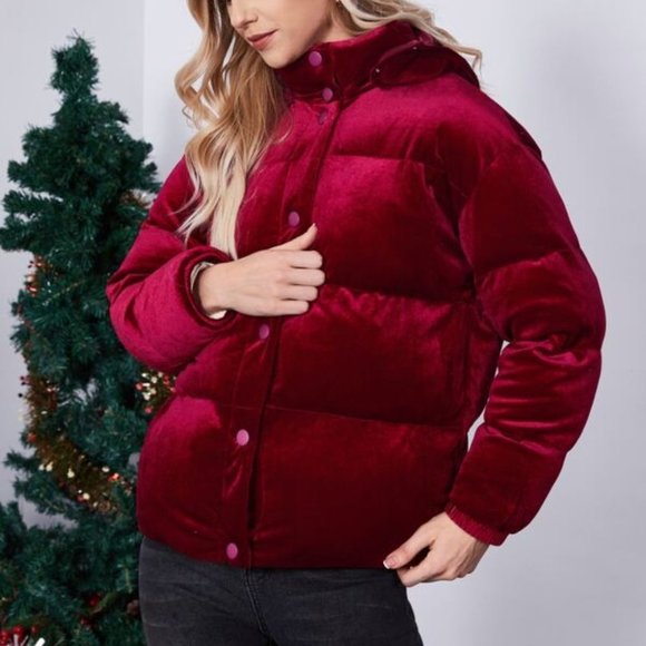 Hooded Velvet Puffer - Picture 3 of 6